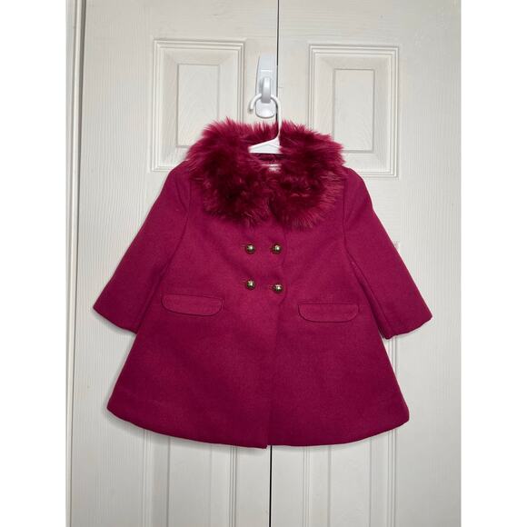 Janie and Jack Girls Burgundy Magenta Dress Coat Size 6-12 Mo - Picture 1 of 6